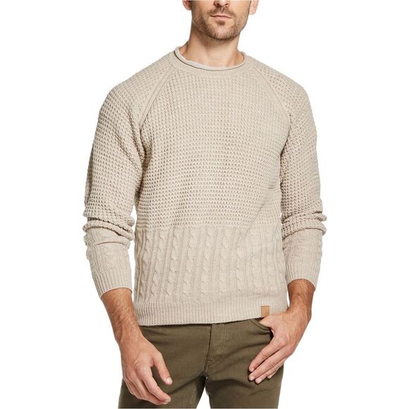 Weatherproof Mens Mixed Stitch Knit Sweater, Beige, NWT - Picture 1 of 1